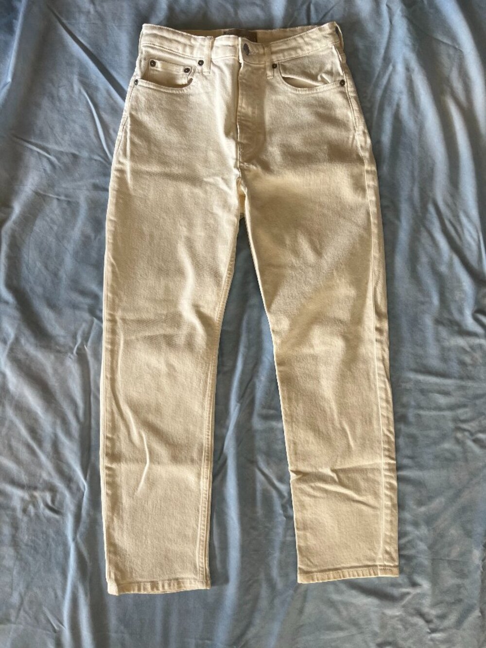 Everlane High Rise Straight Leg White Jeans